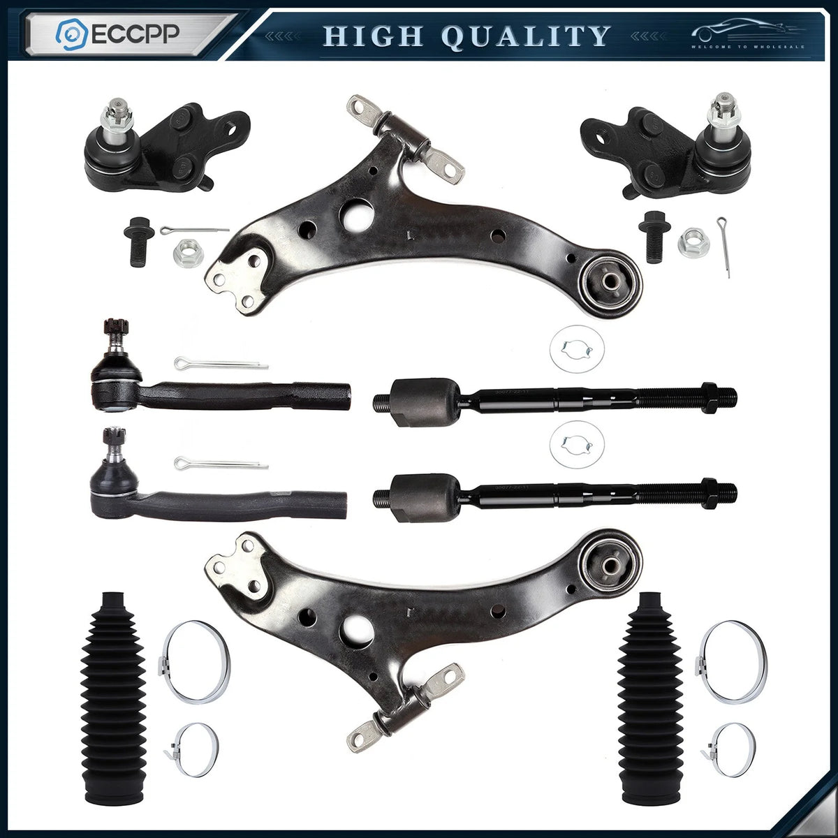 10pc Front Lower Control Arm Ball Joints Tie Rod Ends For 2007-2011 TOYOTA CAMRY 6B93BC-57 [1]