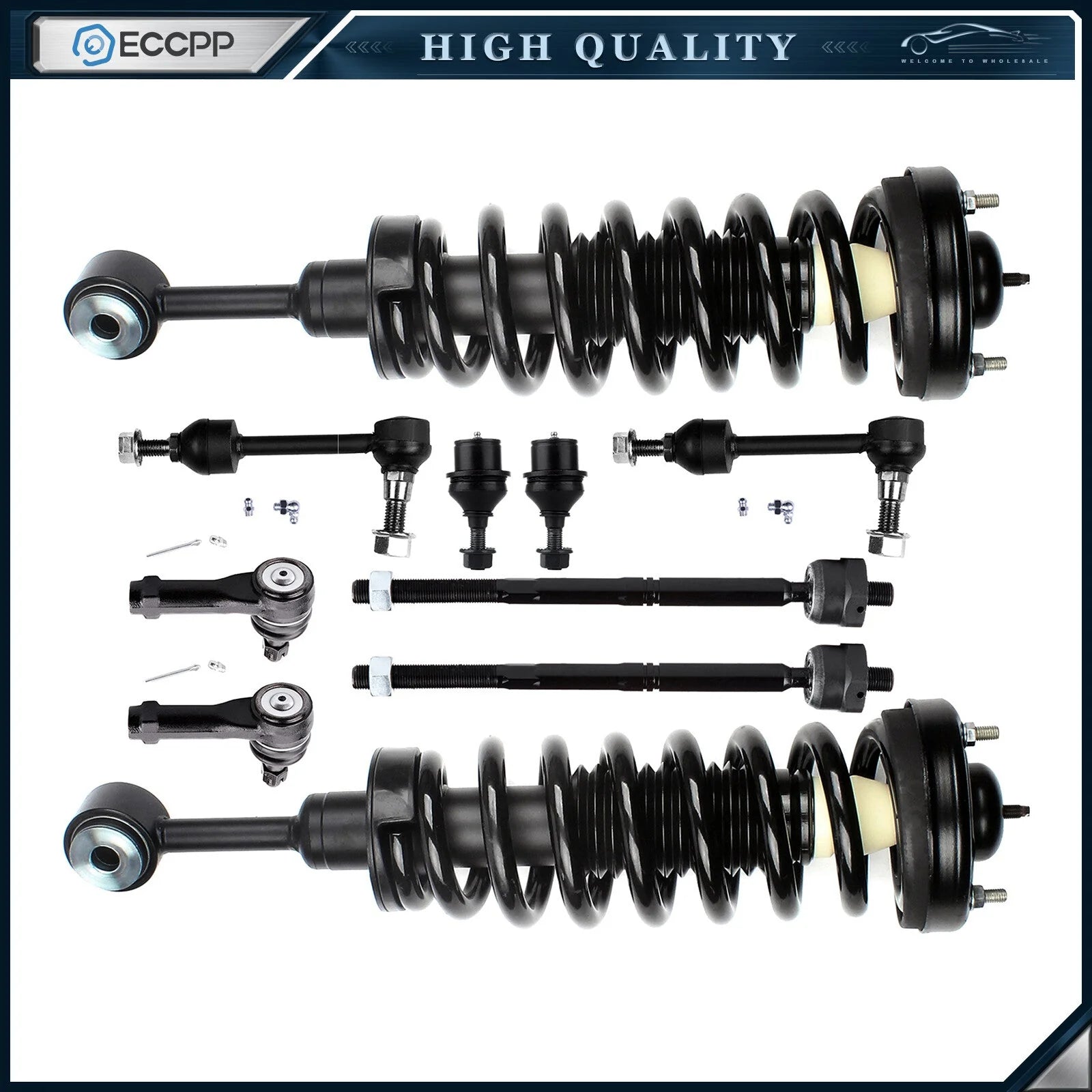 10pc Front Struts Tierod Ball Joint Sway Bar Kit for 2004 2005 Ford F-150 4WD KOEEP [1]