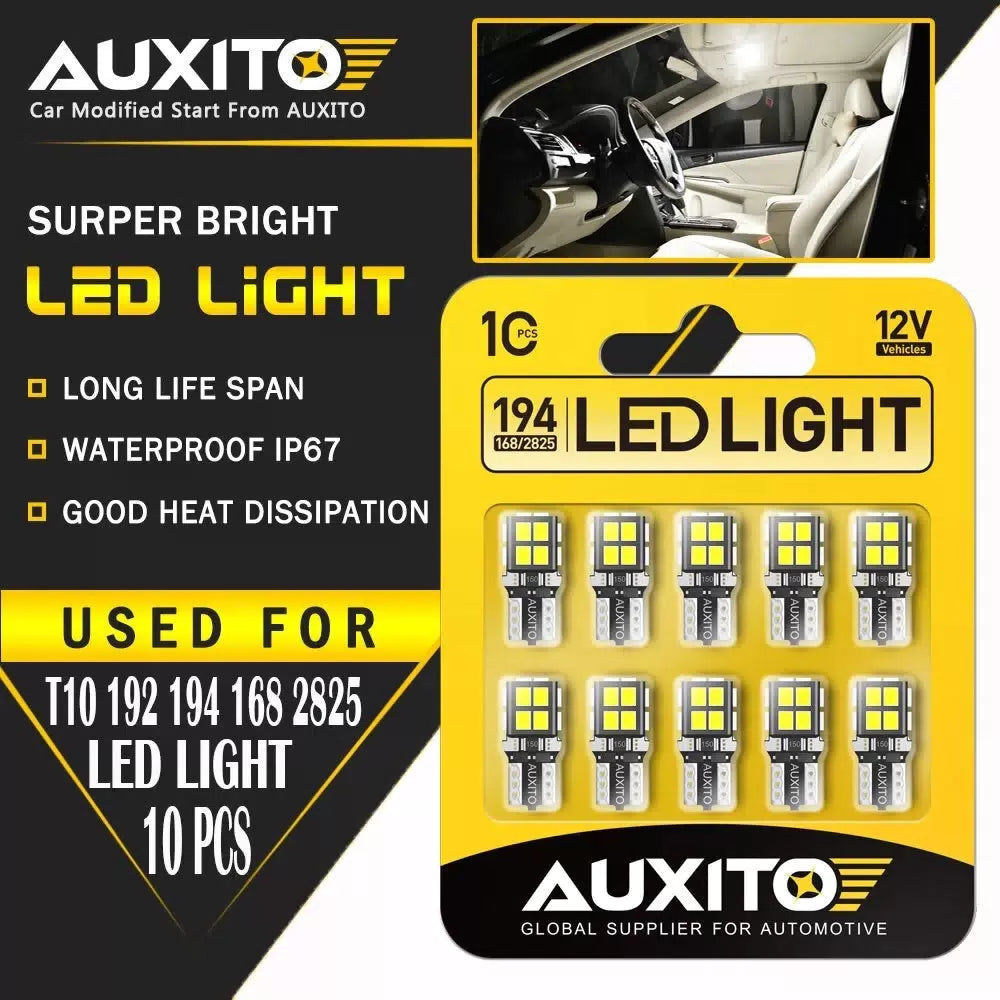 10x AUXITO Super Bright Canbus T10 194 168 LED light Bulb xenon white 14E 2825 A AUXITO [1]
