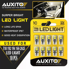 10x AUXITO Super Bright Canbus T10 194 168 LED light Bulb xenon white 14E 2825 A AUXITO [1]