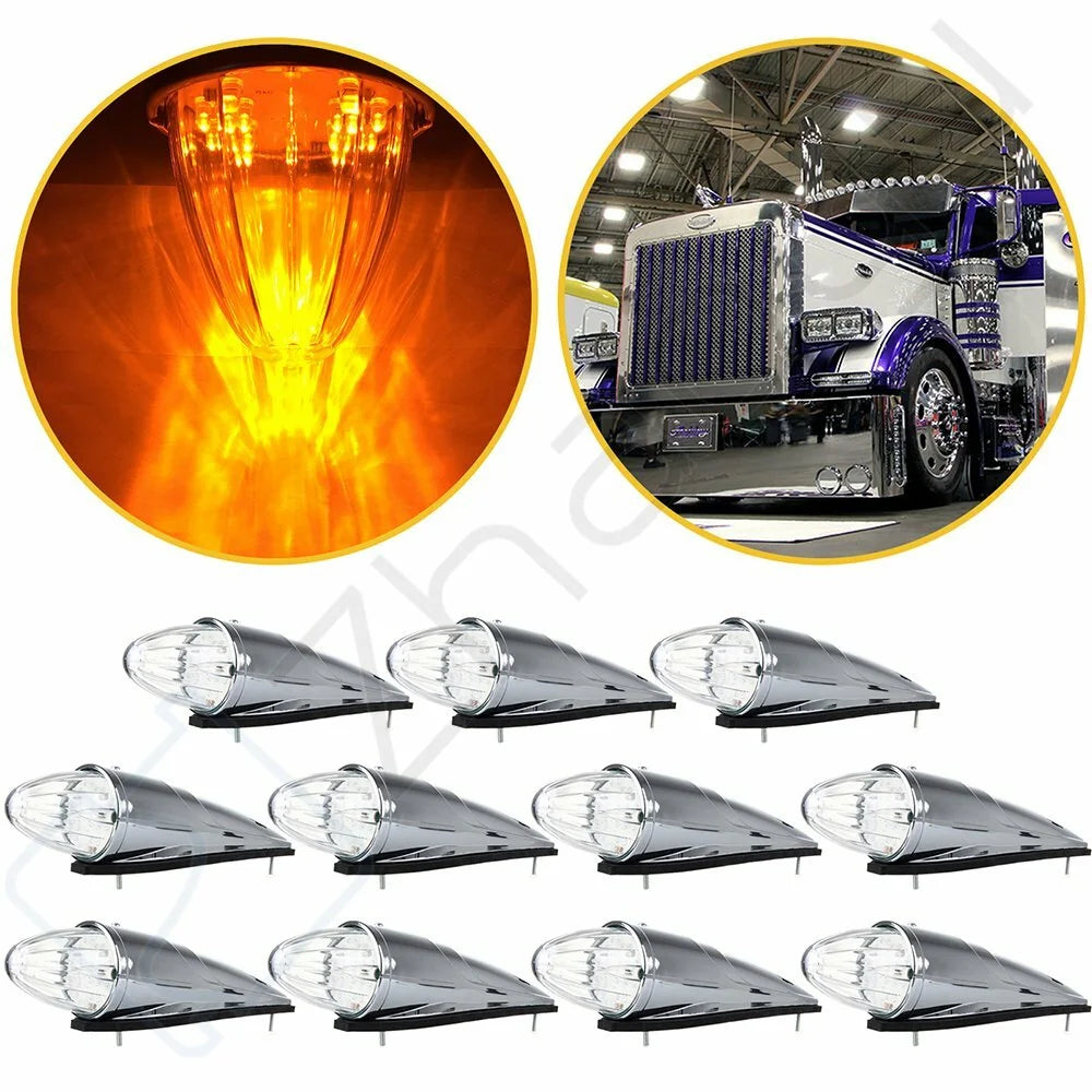 11pcs for 10.25" Torpedo 17Diodes Amber Led Roof Top Running Light Cab Marker KOEEP [1]