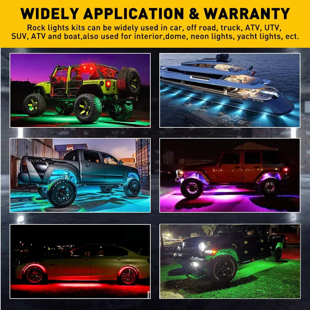 12PCS RGB LED ROCK LIGHTS NEON LAMP WATERPROOF MUSIC FOR FORD F-150 F-250 F-350 6B93BC-57 [4]