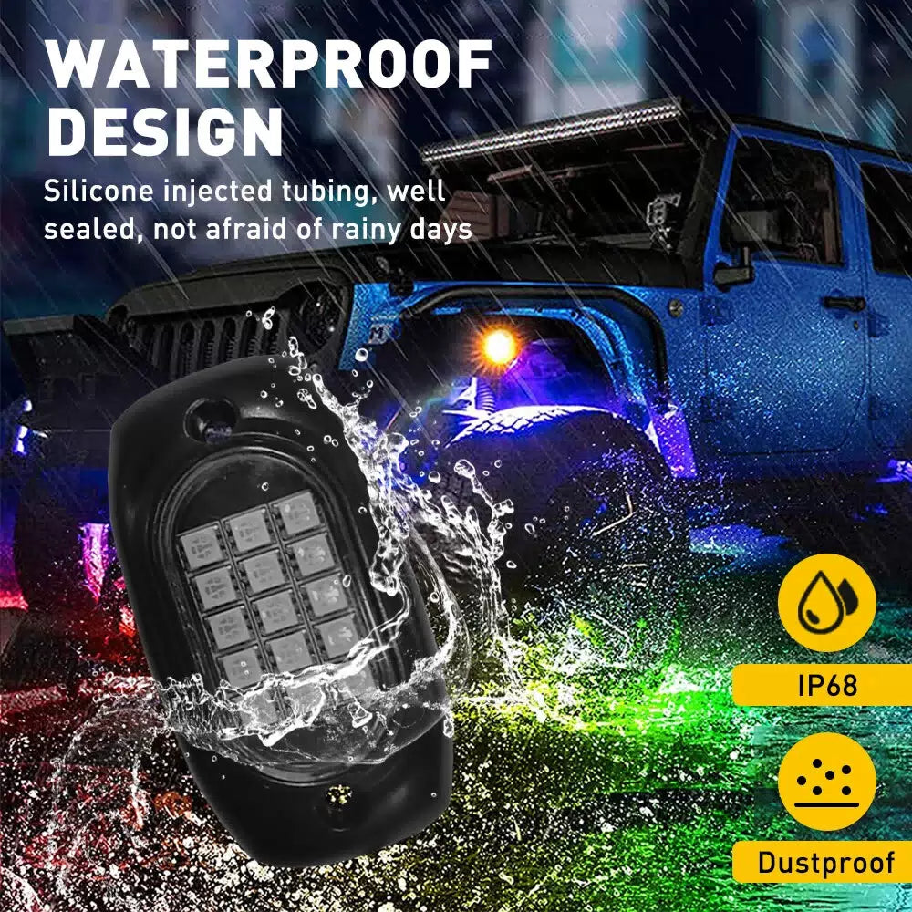 12PCS RGB LED ROCK LIGHTS NEON LAMP WATERPROOF MUSIC FOR FORD F-150 F-250 F-350 6B93BC-57 [6]