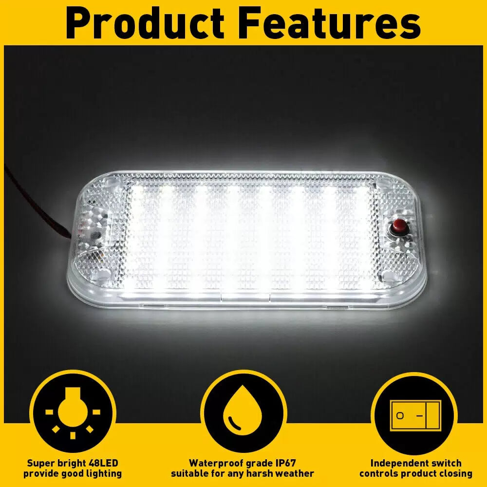 12V 48-LED Interior Vehicle Dome Car Roof Reading Ceiling Light Trunk Lamp White 6B93BC-57 [8]