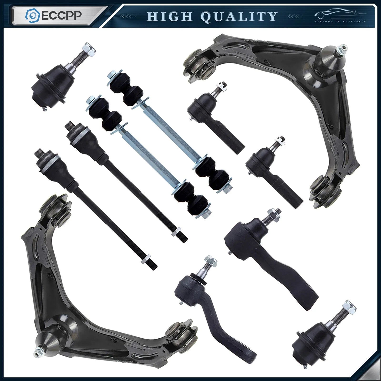 12pcs Suspension Kit Control Arm w/ Ball Joints For 2001-2009 2010 Chevrolet GMC KOEEP [1]