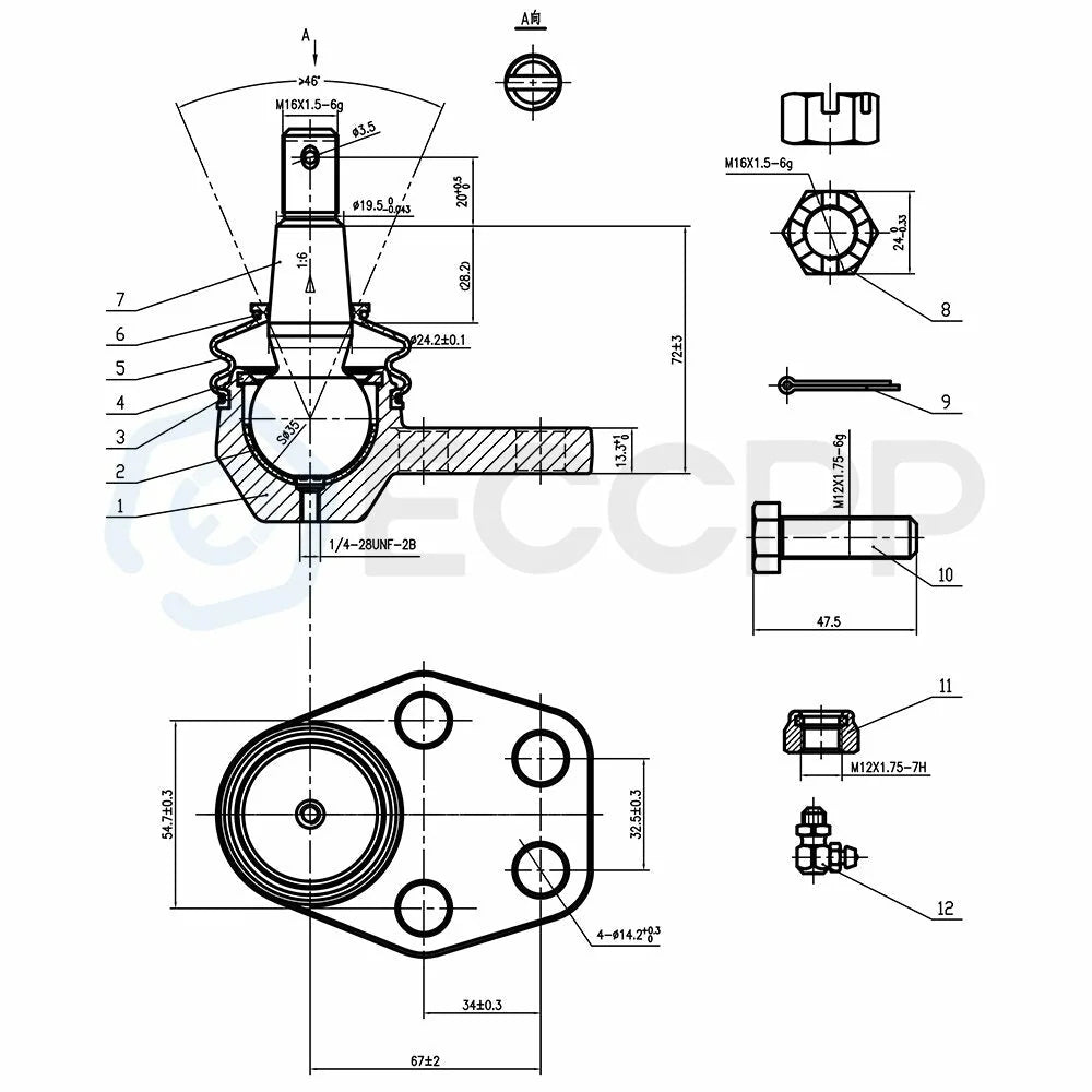 12x Front Suspension Ball Joints Tie Rods Pitman Arm For 2000 01 Dodge Ram 1500 KOEEP [5]