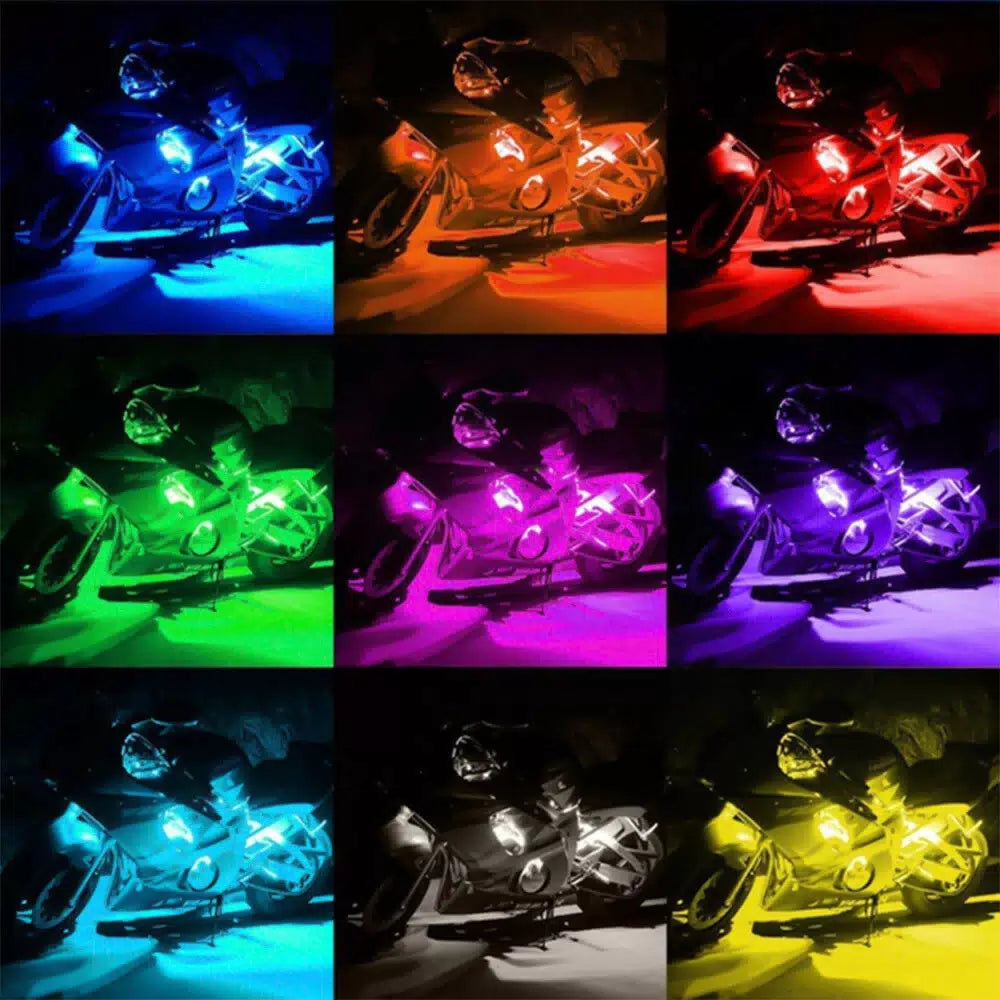 12x Motorcycle Waterproof 120LED RGB Under Glow Strip Neon Lights Kit w/Remote E 6B93BC-57 [8]