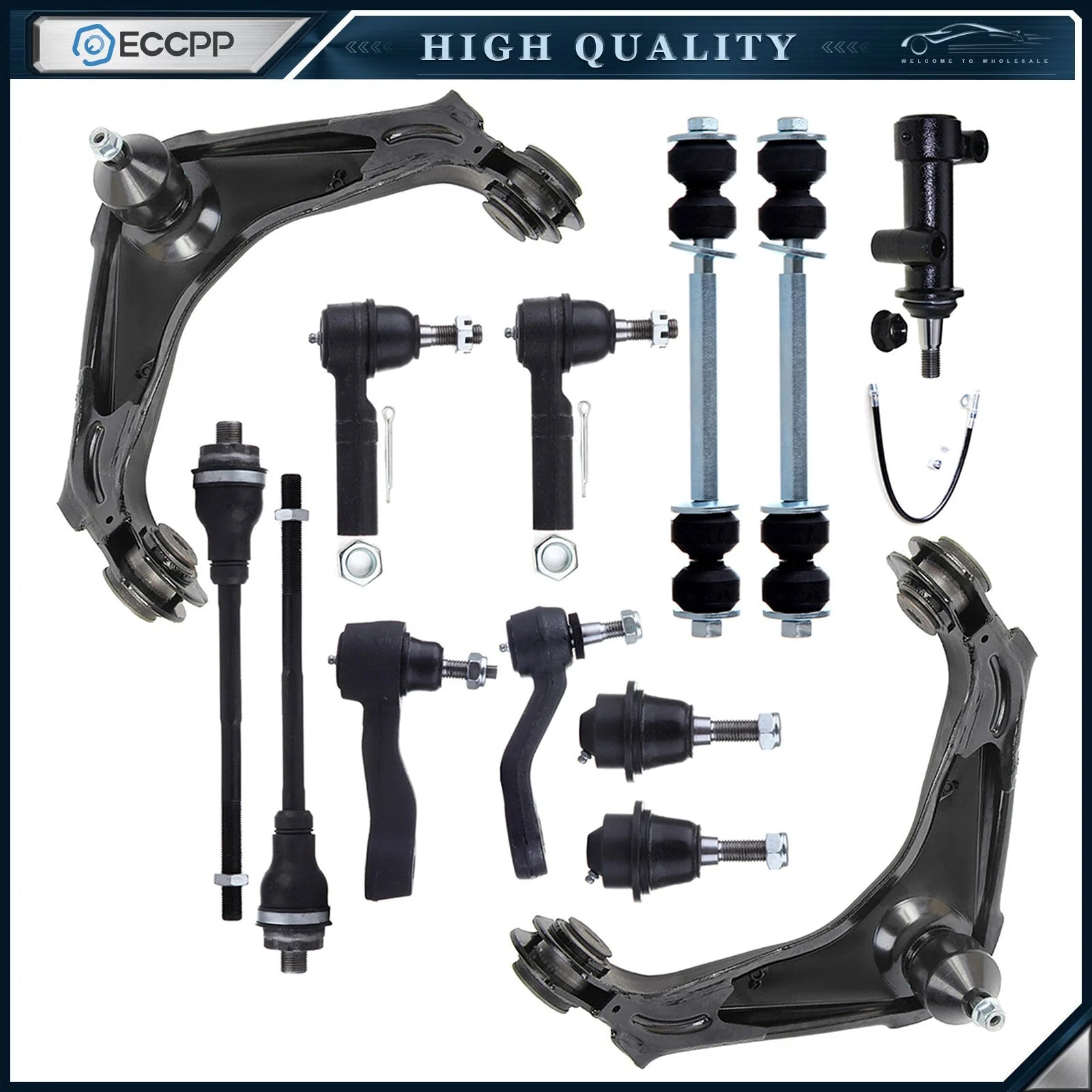 13x Front Control Arms Sway Bars Tie Rod Links For 01-10 GMC Sierra 2500 3500 HD KOEEP [1]