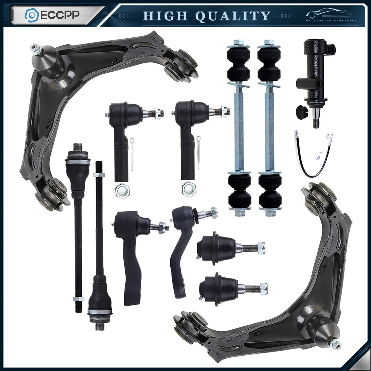 13x Front Control Arms Sway Bars Tie Rod Links For 01-10 GMC Sierra 2500 3500 HD KOEEP [1]