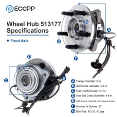 1Pc Front Right Wheel Hub Bearing Assembly For Jeep Liberty 2002-2007 w/ ABS 6B93BC-57 [2]