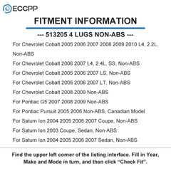 1Pc Wheel Hub Bearing Assembly Front For Chevy Cobalt Saturn Ion 4-Lug Non-ABS 6B93BC-57 [2]