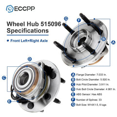 1Pc Wheel Hub Bearing Front 4WD For Chevy Silverado 1500 Sierra 1500 2007-2013 6B93BC-57 [3]