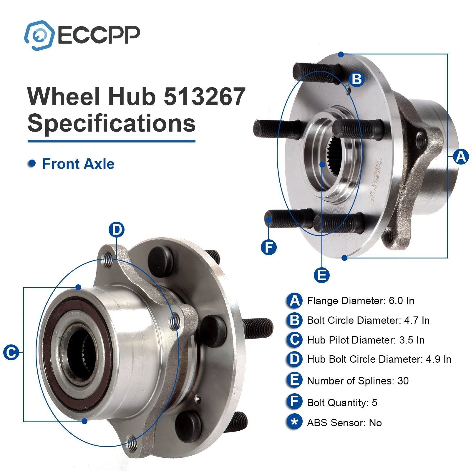 1Pc Wheel Hub Bearing Front For Honda Pilot 2009-2015 Acura MDX ZDX 2010-2013 6B93BC-57 [2]