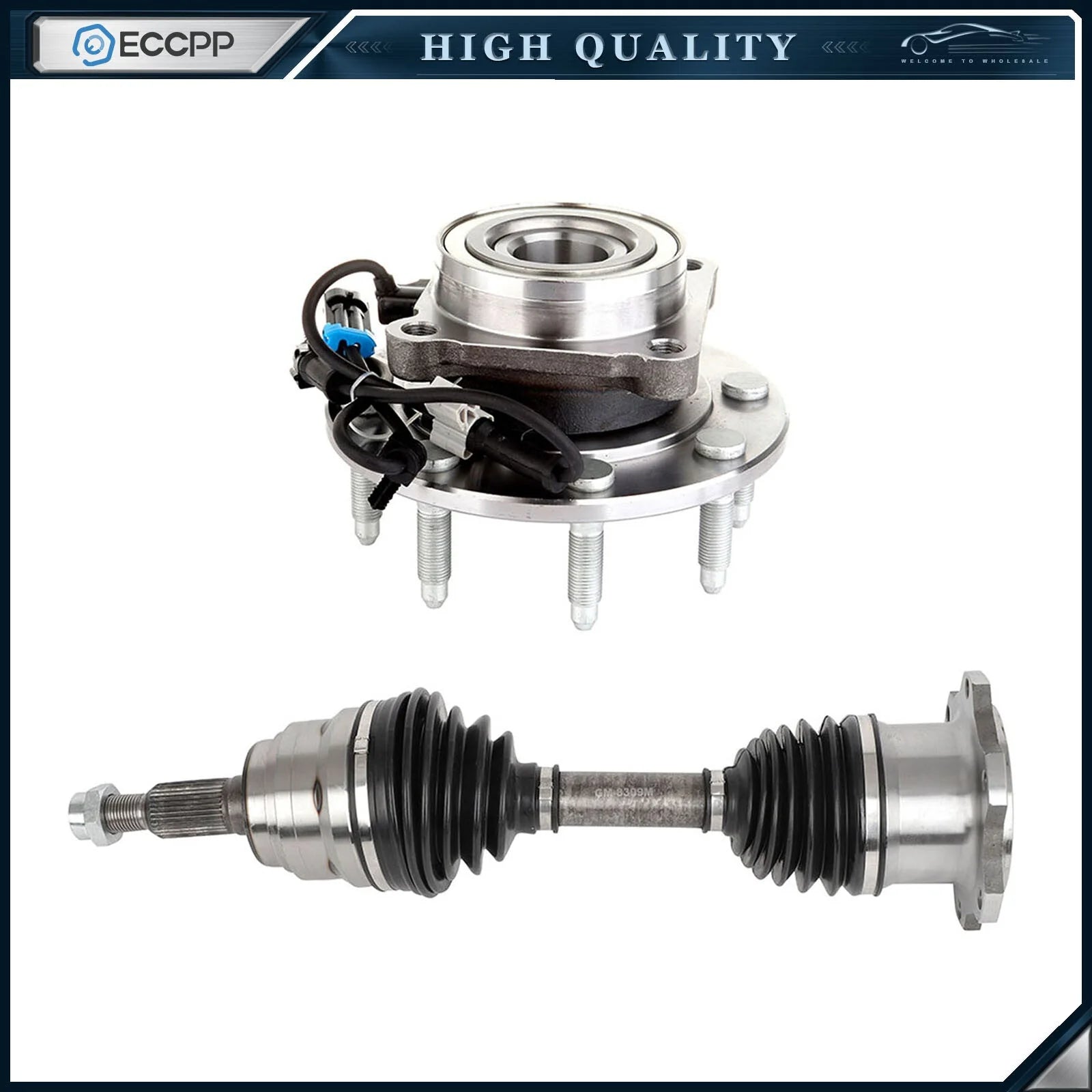 1X CV Axle + 1X Wheel Hub Bearing Front 4WD For 2001-2006 Chevy Silverado 2500HD KOEEP [1]