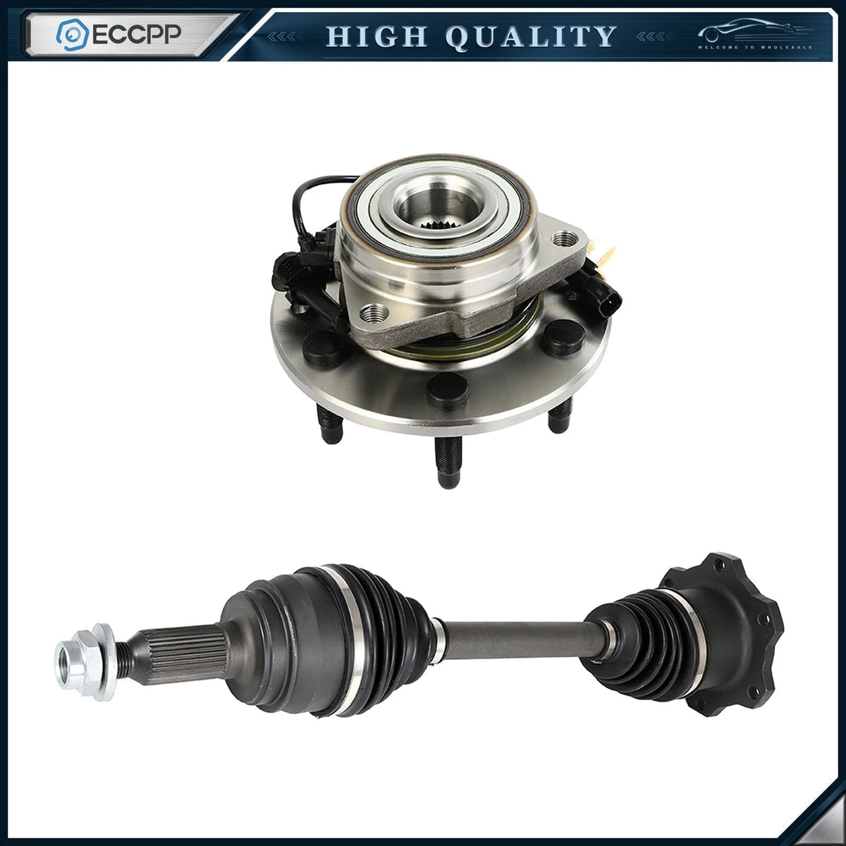1X CV Axle + 1X Wheel Hub Bearing Front For Suburban Silverado Sierra 1500 4WD KOEEP [1]