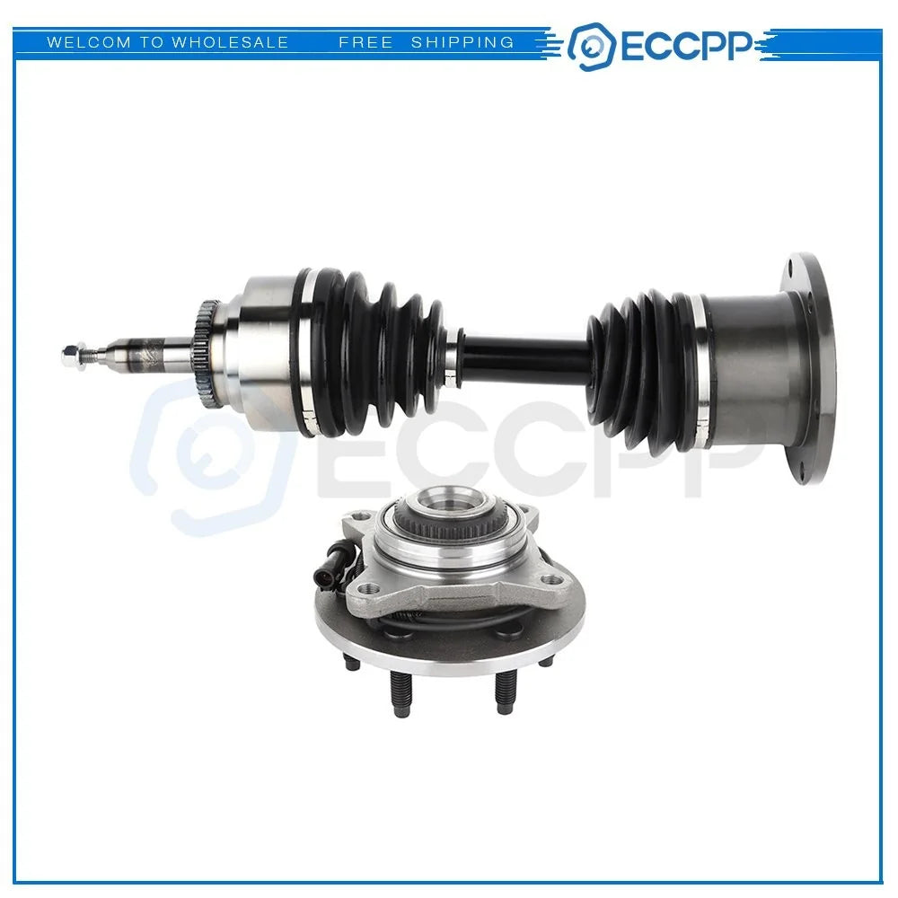 1X Front Wheel Hub Bearing + 1X Front CV Axle Shaft For 2004 2005 Ford F-150 4WD KOEEP [1]