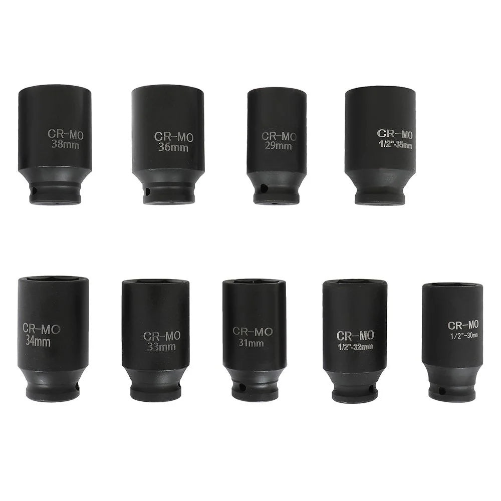 1/2" Deep Impact Socket Set Drive Metric Axle Hub Nut Socket 29-38mm 6-Point 9PC 6B93BC-57 [4]
