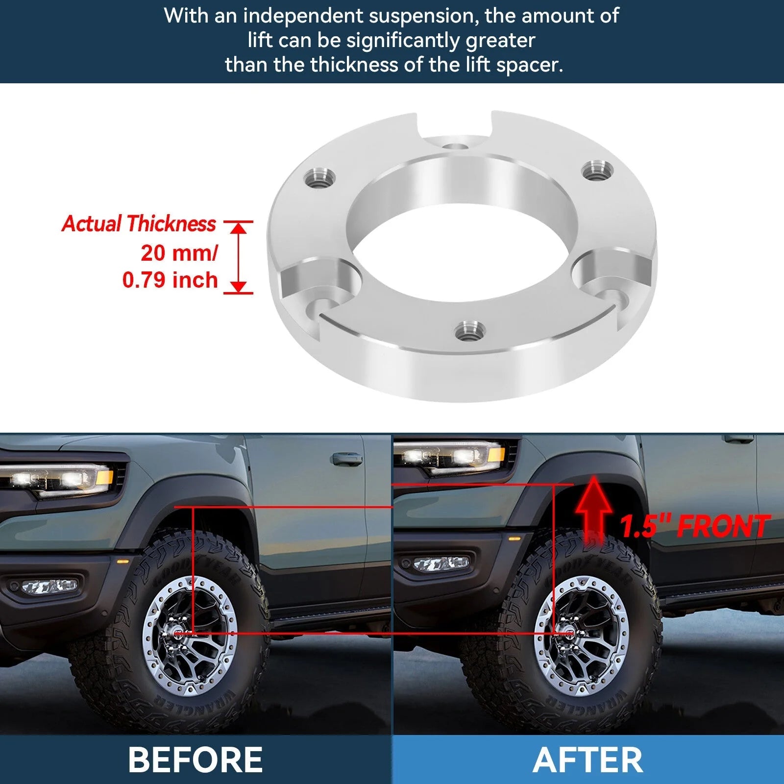 1.5" Front & 2" Rear Leveling Lift Kit For Toyota Tacoma 6 Lug 2005-2023 2WD 4WD KOEEP [2]