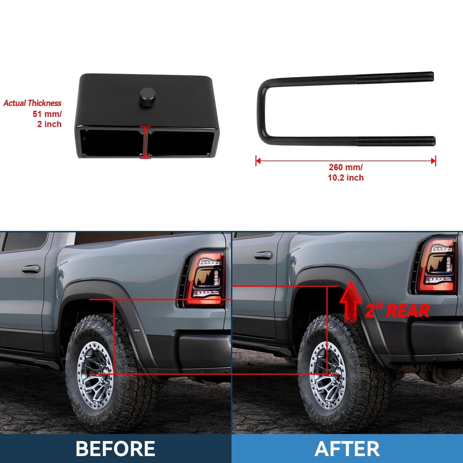 1.5" Front & 2" Rear Leveling Lift Kit For Toyota Tacoma 6 Lug 2005-2023 2WD 4WD KOEEP [3]