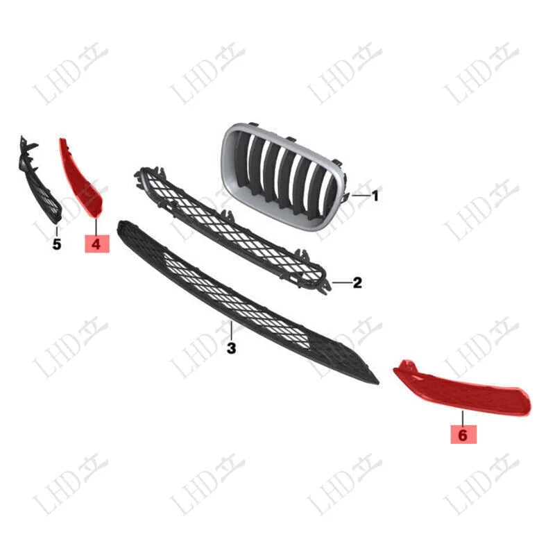 1 Pair L&R Front Bumper Lower Side Grill Grilles Fit For 2011-2014 BMW X3 F25， 6B93BC-57 [5]