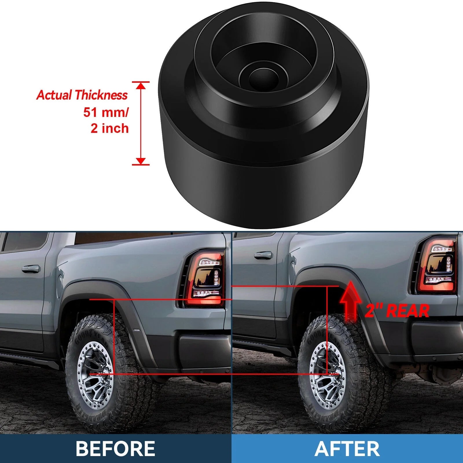 1" Front & 2" Rear Leveling Lift Kit For Chevy Tahoe GMC Yukon 6 Lug 2007-2019 6B93BC-57 [3]