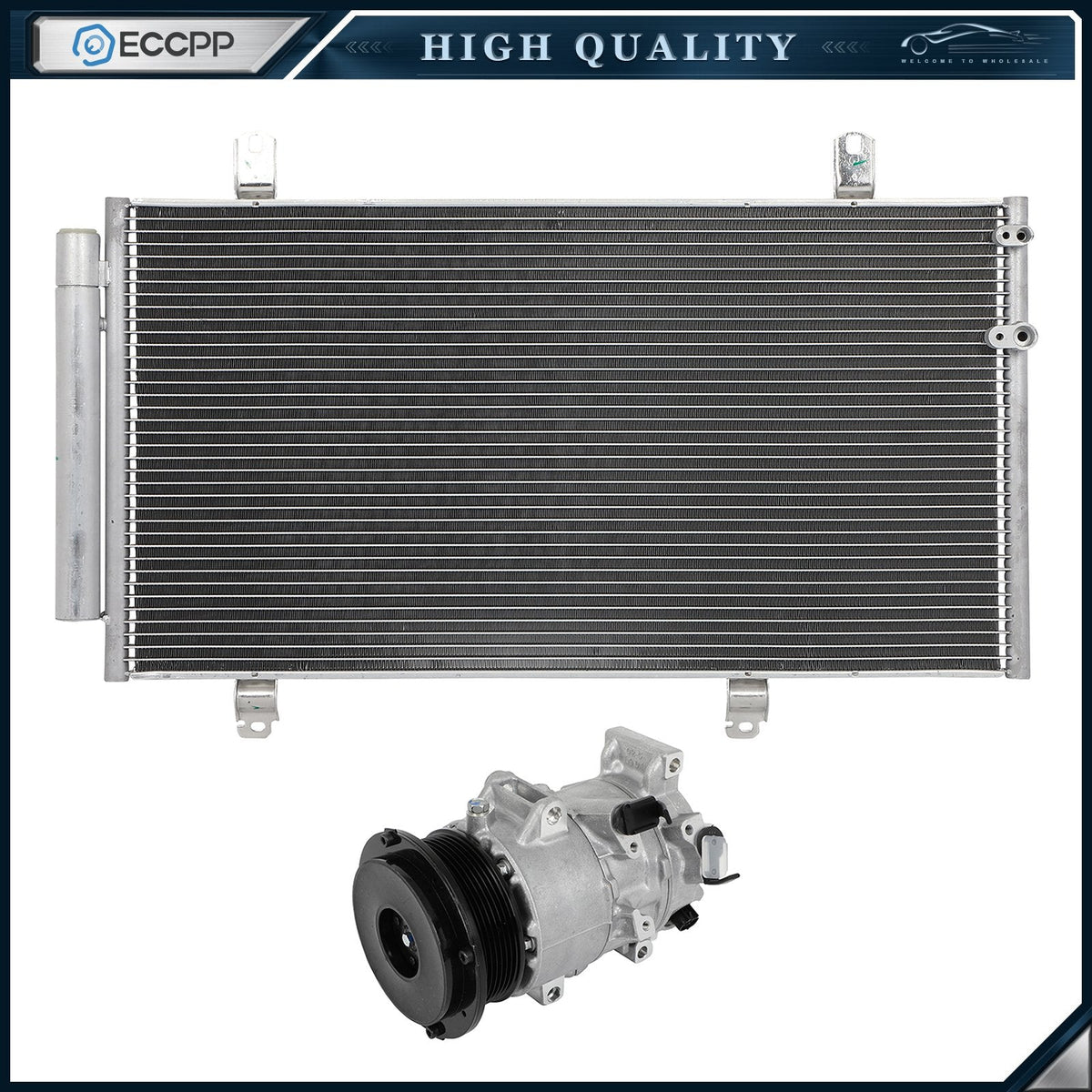 AC Condenser & AC Compressor Cooling Kit For 2007-2009 Toyota Camry 6B93BC-57