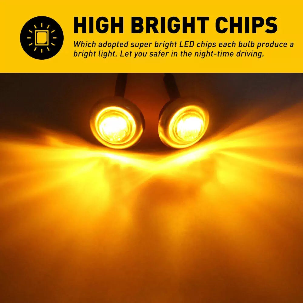20/50/100X 3/4" Side Marker LIGHTS LED Bullet Truck Trailer RV Round W/ Base EOA 6B93BC-57 [7]