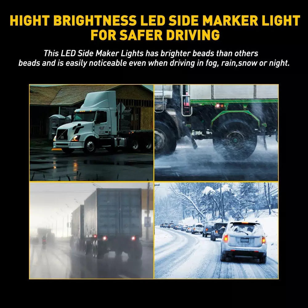 20x Amber 3-LED 4" Side Waterproof Marker Lights Truck Clearance Trailer Light 6B93BC-57 [11]