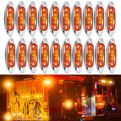 20x Amber 3-LED 4" Side Waterproof Marker Lights Truck Clearance Trailer Light 6B93BC-57 [1]