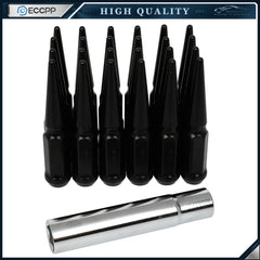 24Pcs+1 Keys 1/2"-20 Bulge Acorn Spike Lug Nuts 4.33" Length For Chevy Ford F150 KOEEP [1]