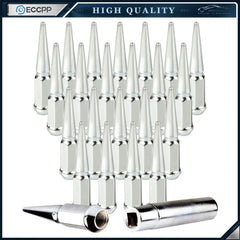 24 Pcs Chrome M14x1.5 Spike Lug Nuts +1 Key For Toyota Tundra Ford Chevrolet 6B93BC-57 [1]
