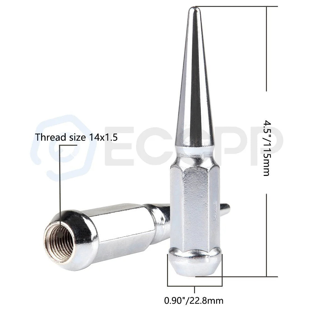 24 Pcs Chrome M14x1.5 Spike Lug Nuts +1 Key For Toyota Tundra Ford Chevrolet 6B93BC-57 [2]
