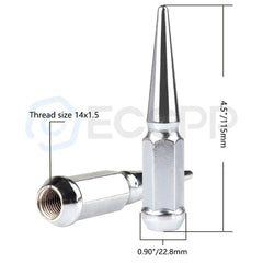 24 Pcs Chrome M14x1.5 Spike Lug Nuts +1 Key For Toyota Tundra Ford Chevrolet 6B93BC-57 [2]