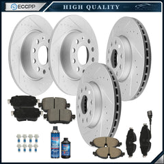 288mm Front & 272mm Rear Drilled Rotor + Ceramic Pads for 2015 - 2021 VW Golf KOEEP [1]