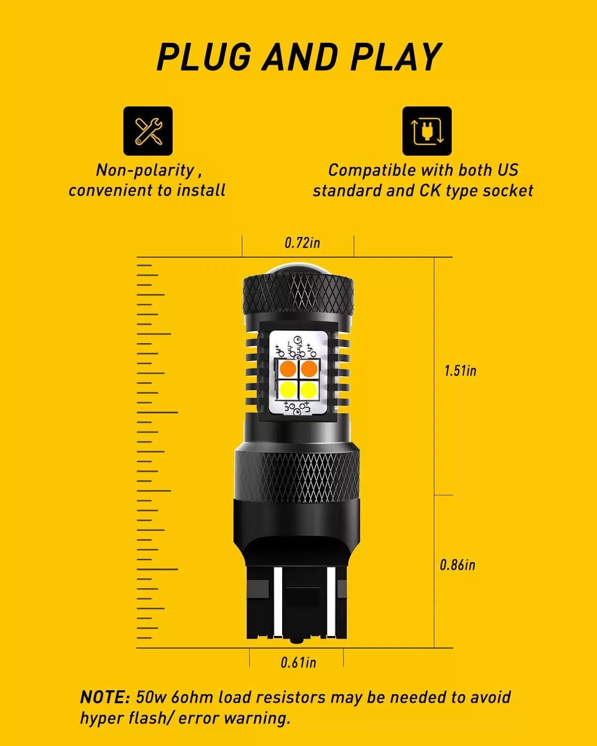 2PCS AUXITO 7443 LED Switchback Dual Color White/Yellow Turn Amber Signal Light AUXITO [7]