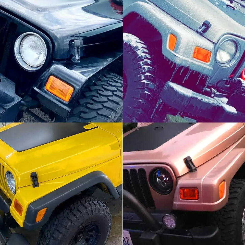 2PCS Latch Hood Pins Hood Locking Catch Black 1997-06 For Jeep Wrangler TJ 6B93BC-57 [11]