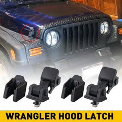 2PCS Latch Hood Pins Hood Locking Catch Black 1997-06 For Jeep Wrangler TJ 6B93BC-57 [1]