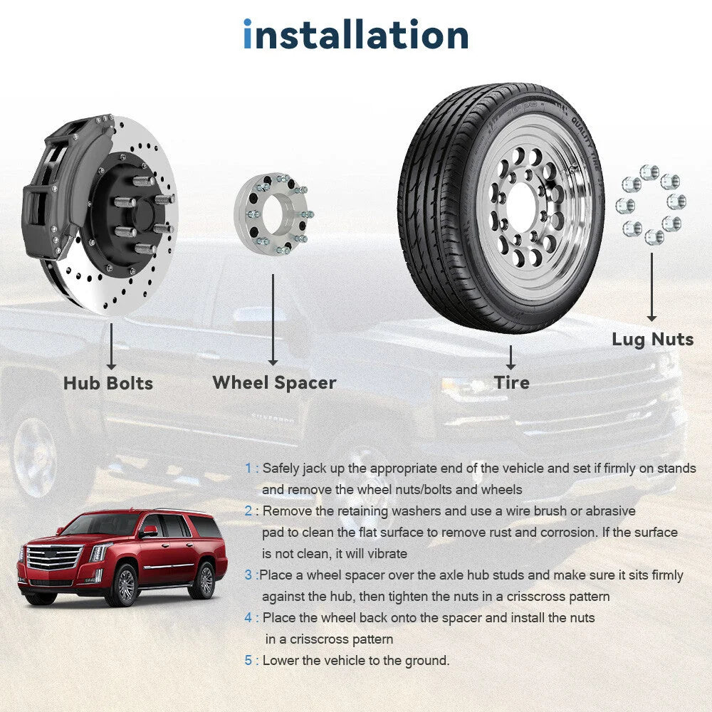 2P 2" 6x5.5 to 8x170 Wheel Adapters 14x1.5 For Chevy 6 Lug Convert to Ford 8 Lug KOEEP [4]