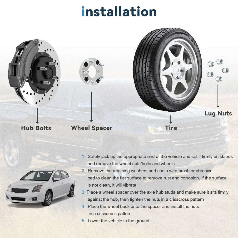 2Pc 1" 4x114.3 to 5x114.3 Wheel Adapters 12x1.25 For Nissan 4 Lug to 5 Lug Wheel KOEEP [5]