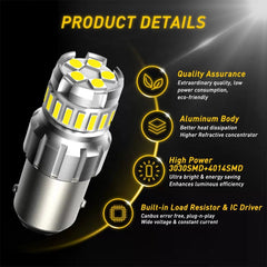 2Pcs 1157 LED Tail Brake Stop Backup Reverse Turn Signal Light Bulbs 6500K White 6B93BC-57 [3]