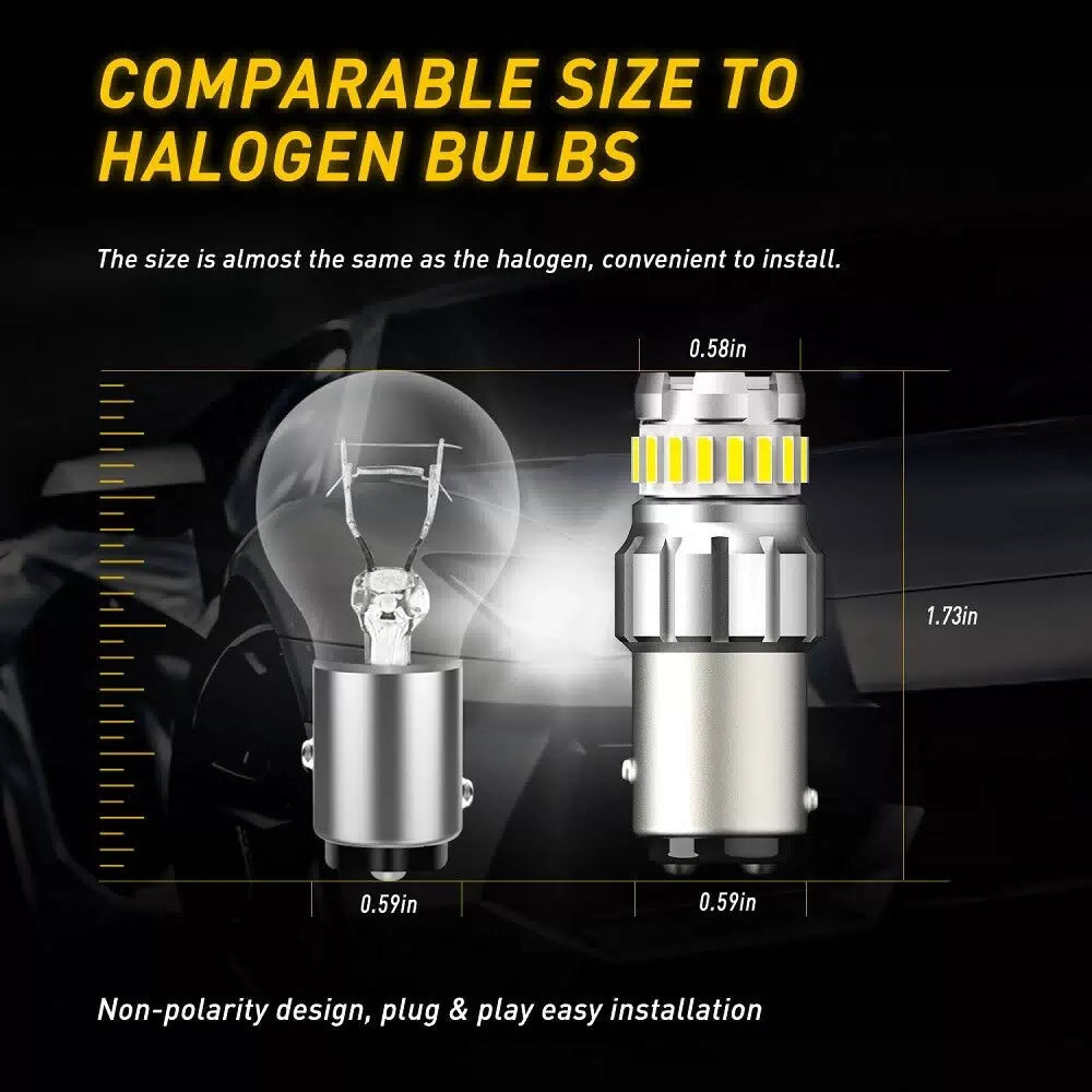 2Pcs 1157 LED Tail Brake Stop Backup Reverse Turn Signal Light Bulbs 6500K White 6B93BC-57 [7]