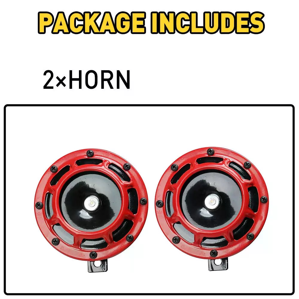 2Pcs 115DB Super Loud Compact Electric Blast Tone Car Air Horn Kit 12V Red 6B93BC-57 [10]
