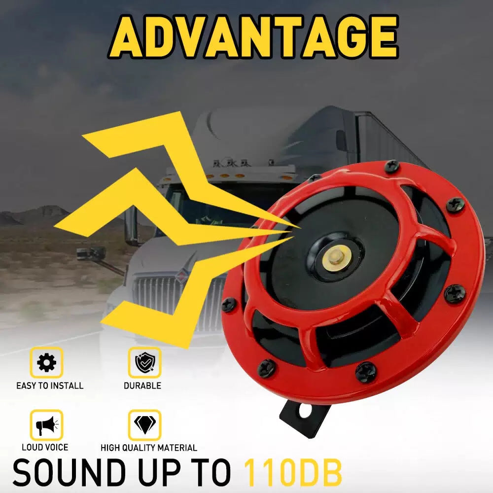 2Pcs 115DB Super Loud Compact Electric Blast Tone Car Air Horn Kit 12V Red 6B93BC-57 [7]