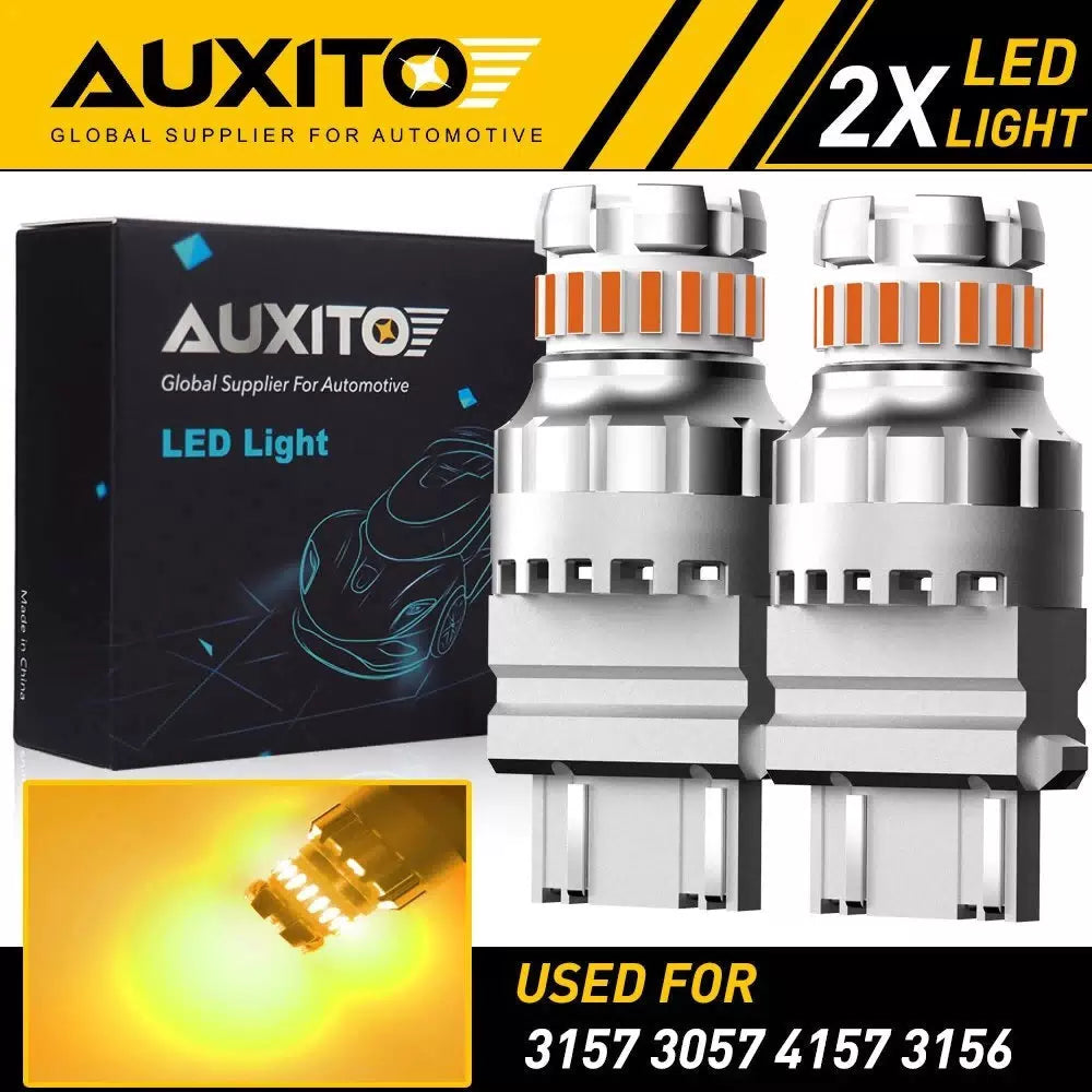 2X 3157 Yellow Amber LED Turn Signal Light Bulb Super Bright CANBUS 3156 EOA 6B93BC-57 [1]