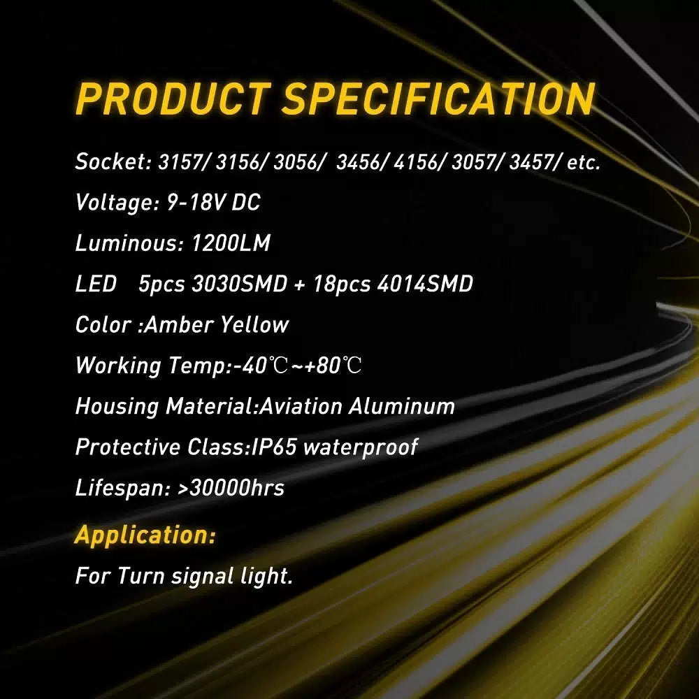 2X 3157 Yellow Amber LED Turn Signal Light Bulb Super Bright CANBUS 3156 EOA 6B93BC-57 [9]
