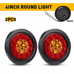 2X 4inch Round Red Amber 16-LED Truck Brake Trailer Stop Turn Signal Tail Lights 6B93BC-57 [1]