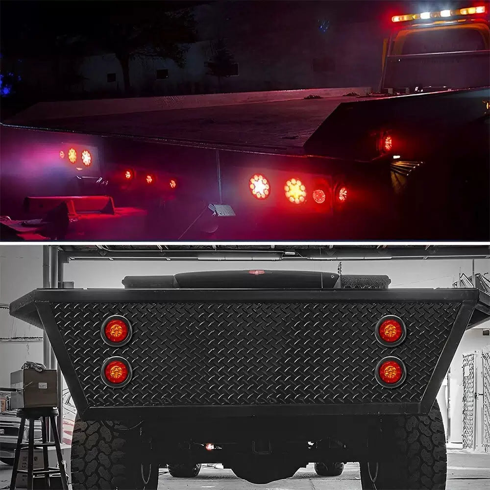 2X 4inch Round Red Amber 16-LED Truck Brake Trailer Stop Turn Signal Tail Lights 6B93BC-57 [8]