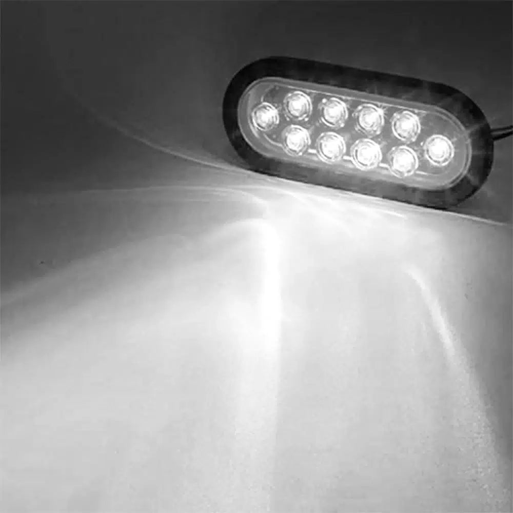 2X 6" White Oval 10LED Clear Backup Reverse Tail Trailer Light Grommet Plug EOA 6B93BC-57 [11]