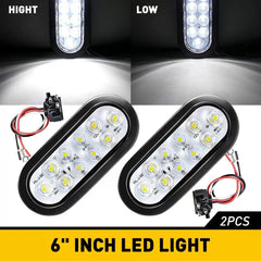 2X 6" White Oval 10LED Clear Backup Reverse Tail Trailer Light Grommet Plug EOA 6B93BC-57 [1]