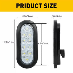 2X 6" White Oval 10LED Clear Backup Reverse Tail Trailer Light Grommet Plug EOA 6B93BC-57 [2]